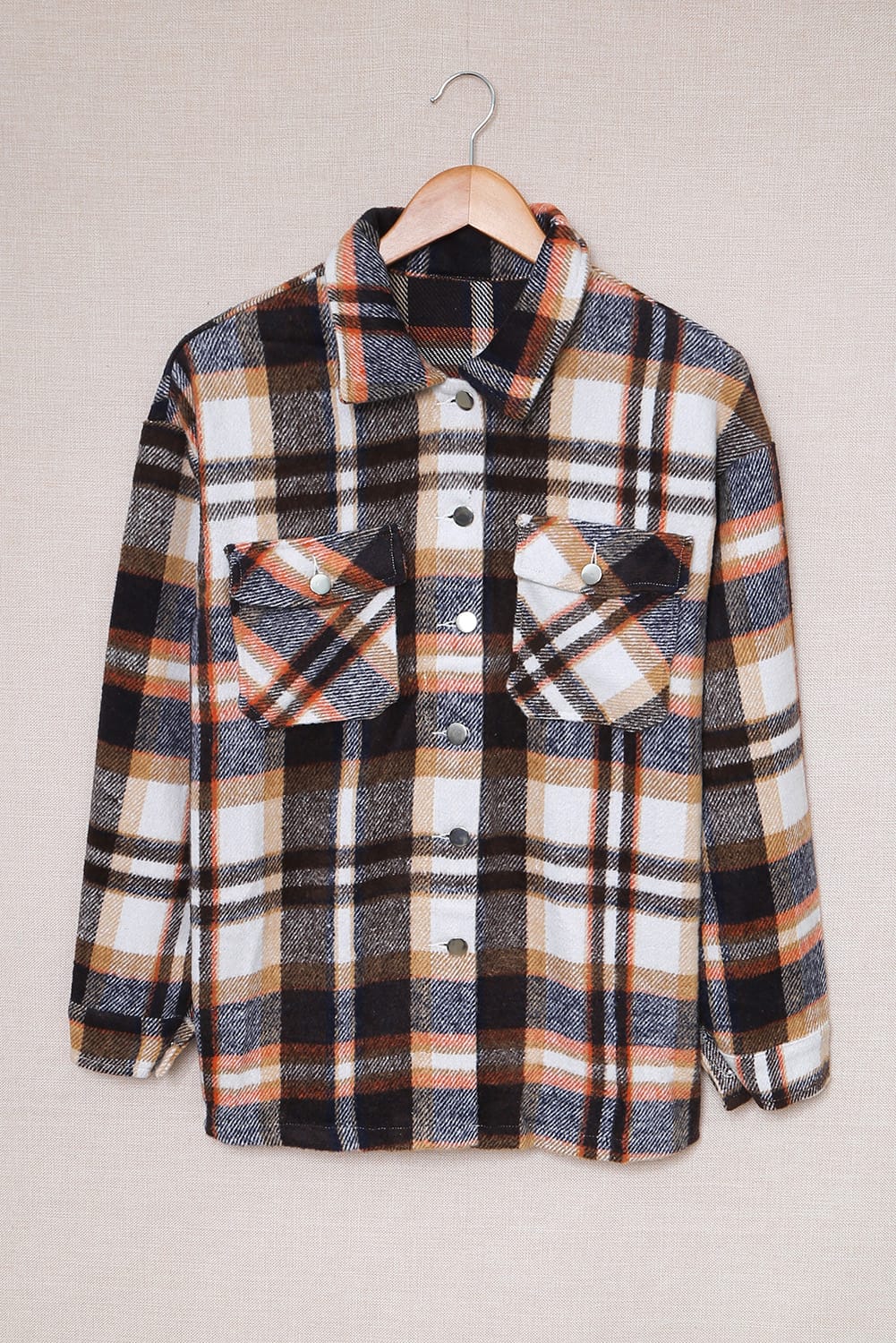 Plaid Button Up Long Sleeve Flannel Jacket