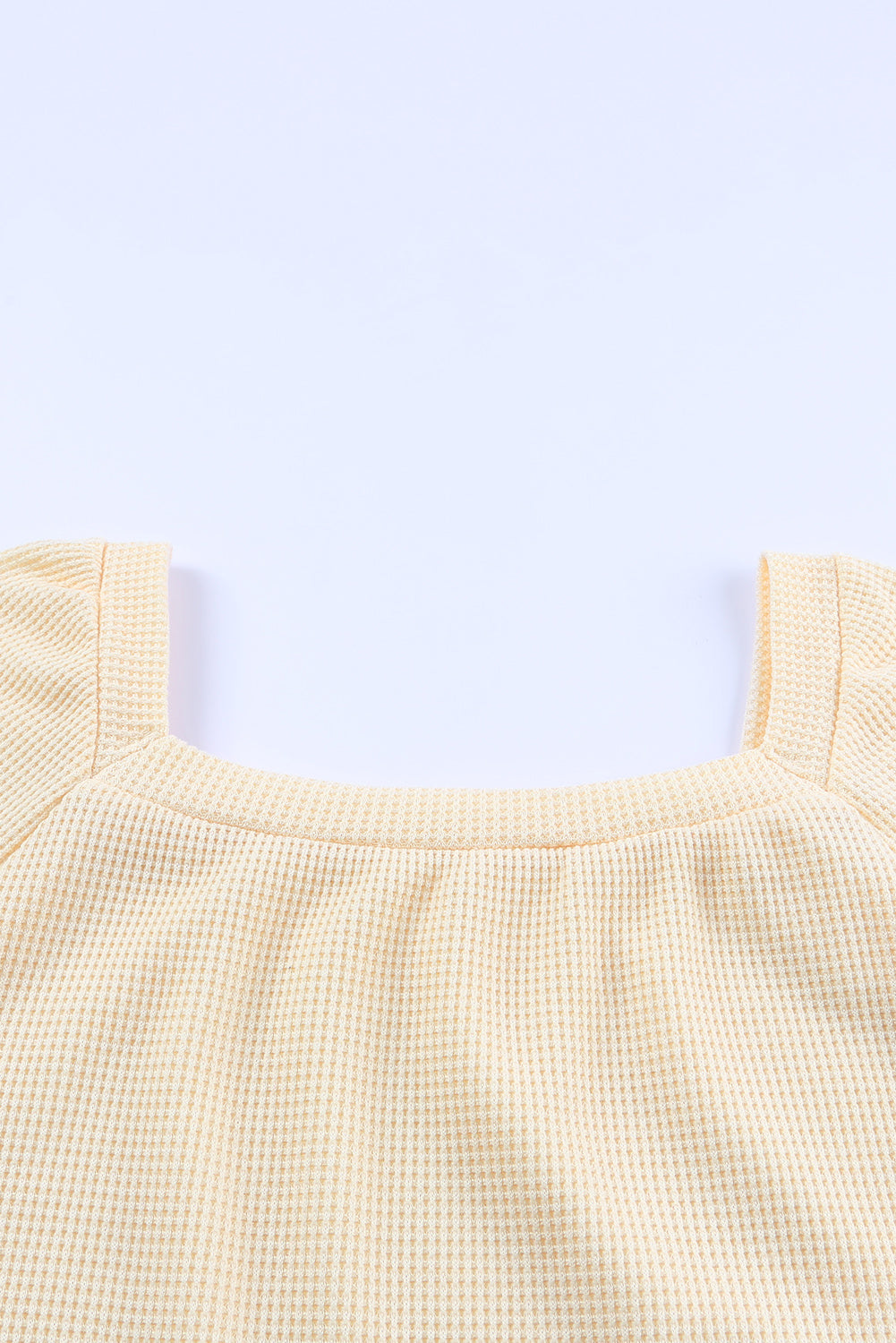 Waffle Texture Casual Square Neck Pullover Top