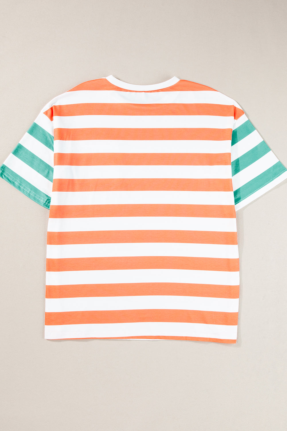 Blue Stripe Patch Pocket Drop Sleeve Slits T Shirt