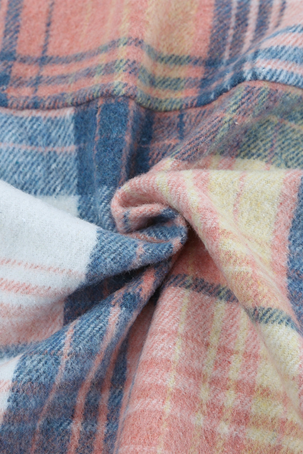 Pink & Grey Plaid Button Up Collared Flannel Shirt