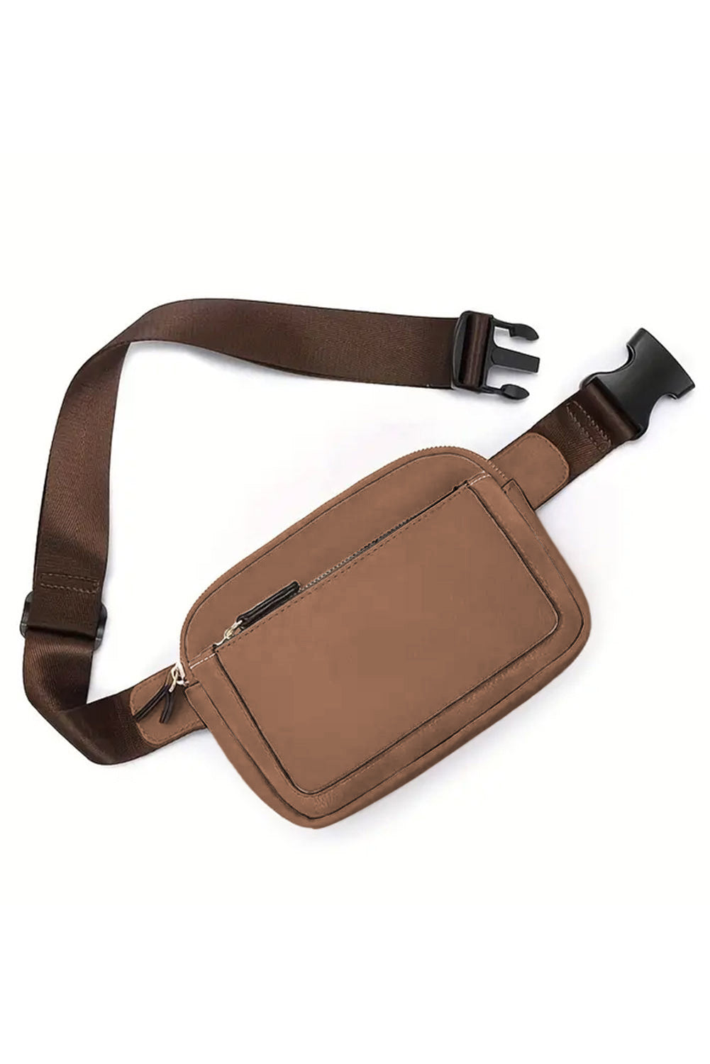 Camel Minimalist Multi-zipped Crossbody Bag