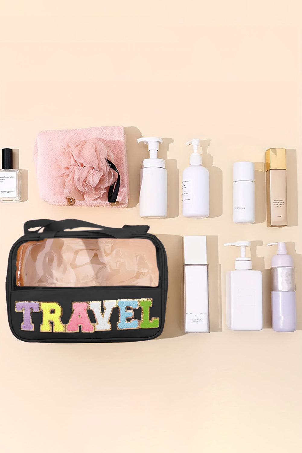 Parchment TRAVEL Letter Clear PVC Makeup Bag