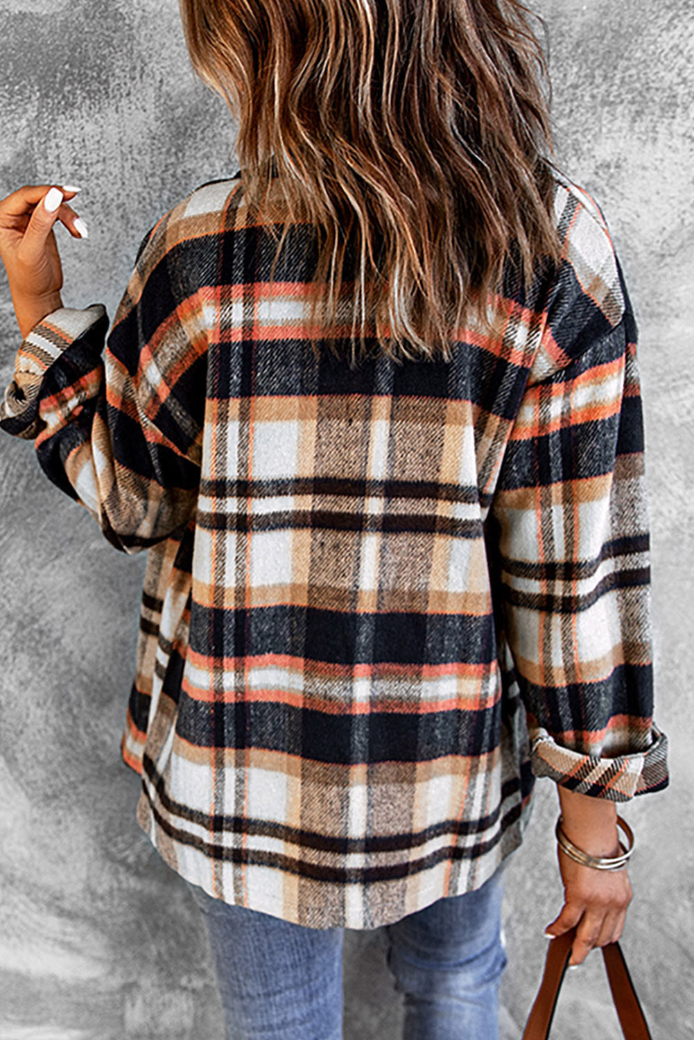 Plaid Button Up Long Sleeve Flannel Jacket