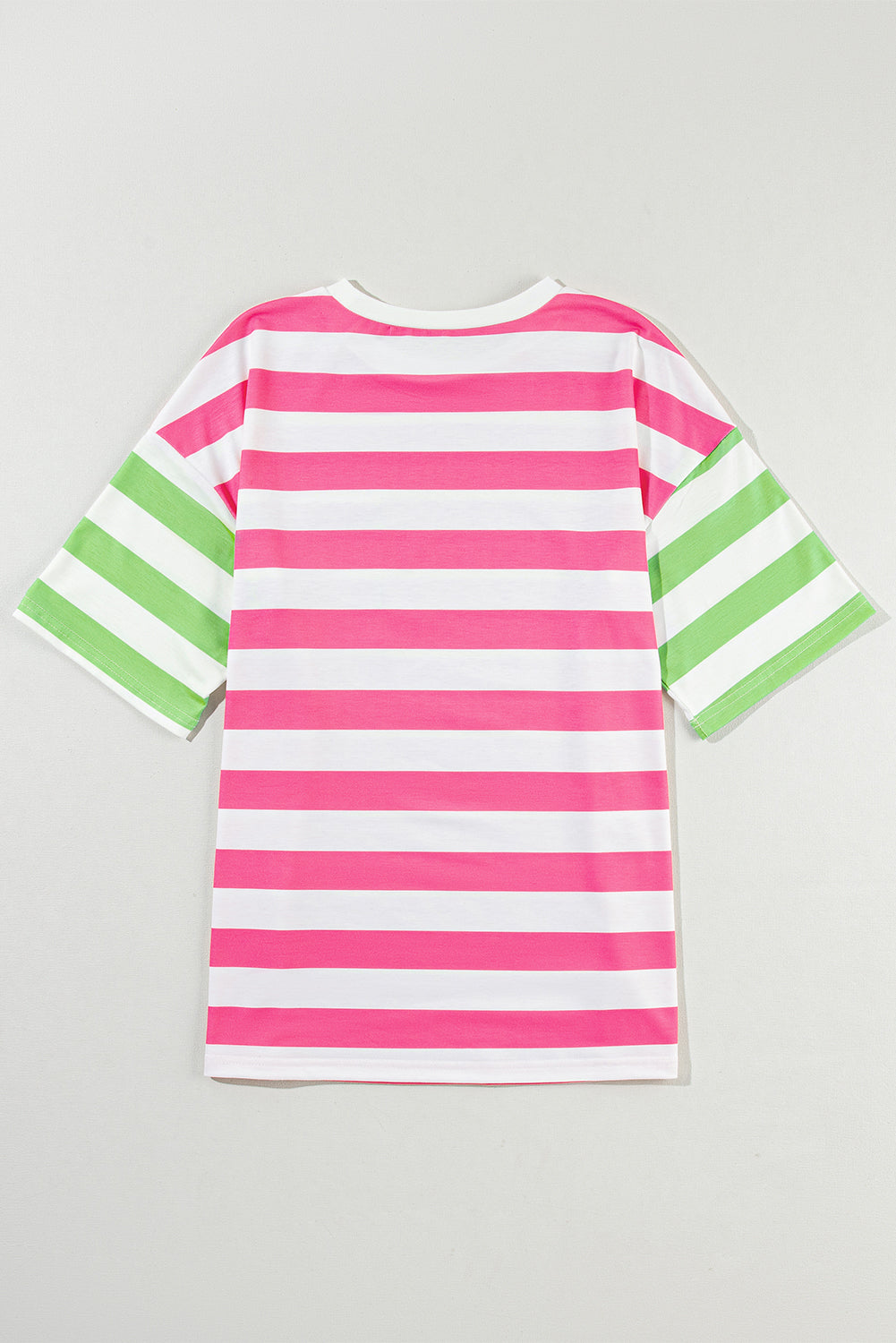 Blue Stripe Patch Pocket Drop Sleeve Slits T Shirt