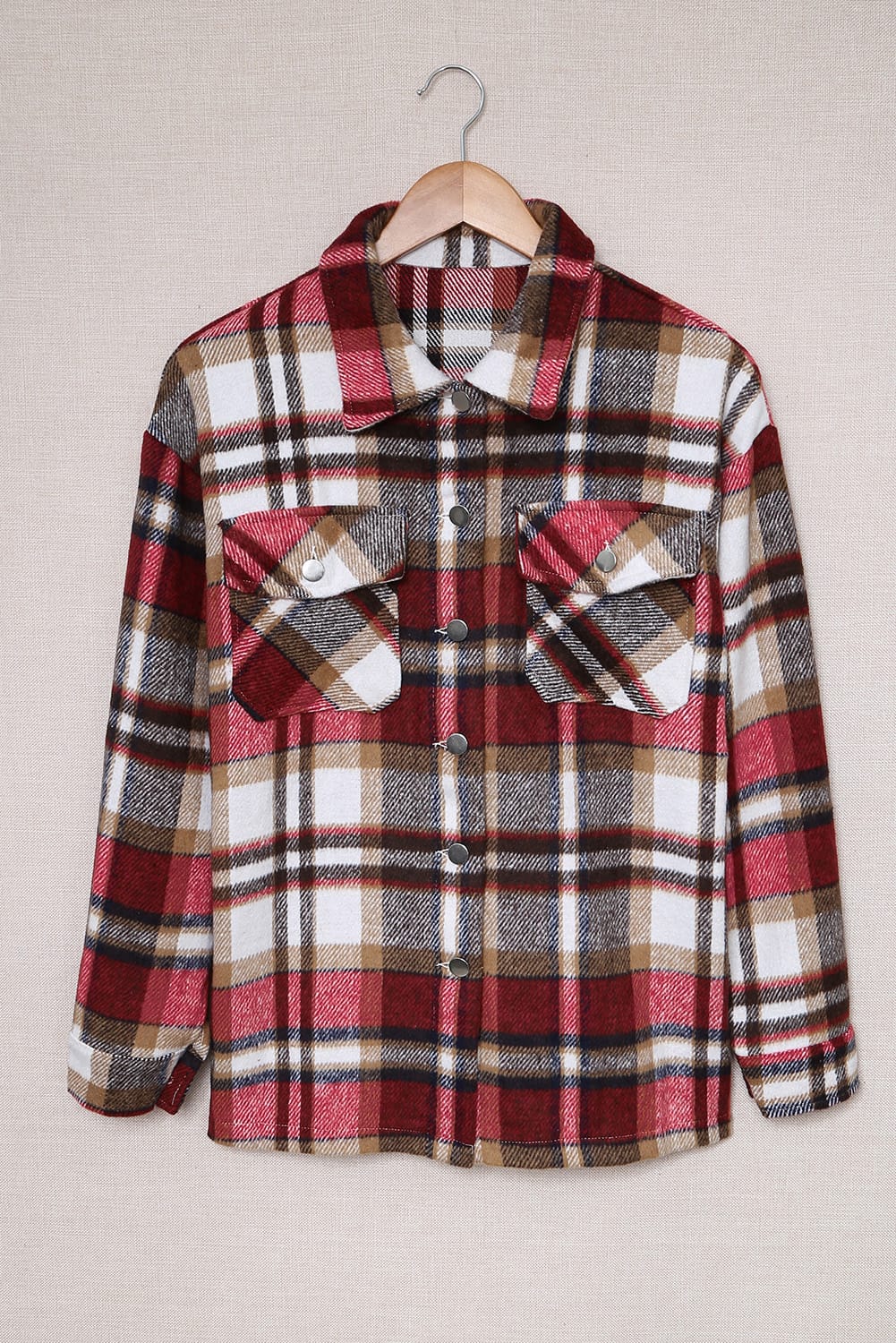 Plaid Button Up Long Sleeve Flannel Jacket