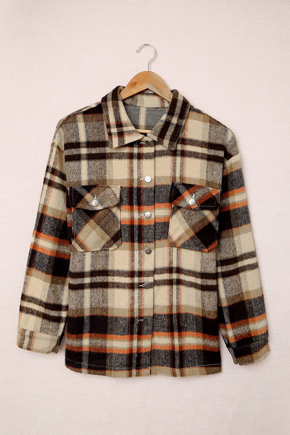 Plaid Button Up Long Sleeve Flannel Jacket