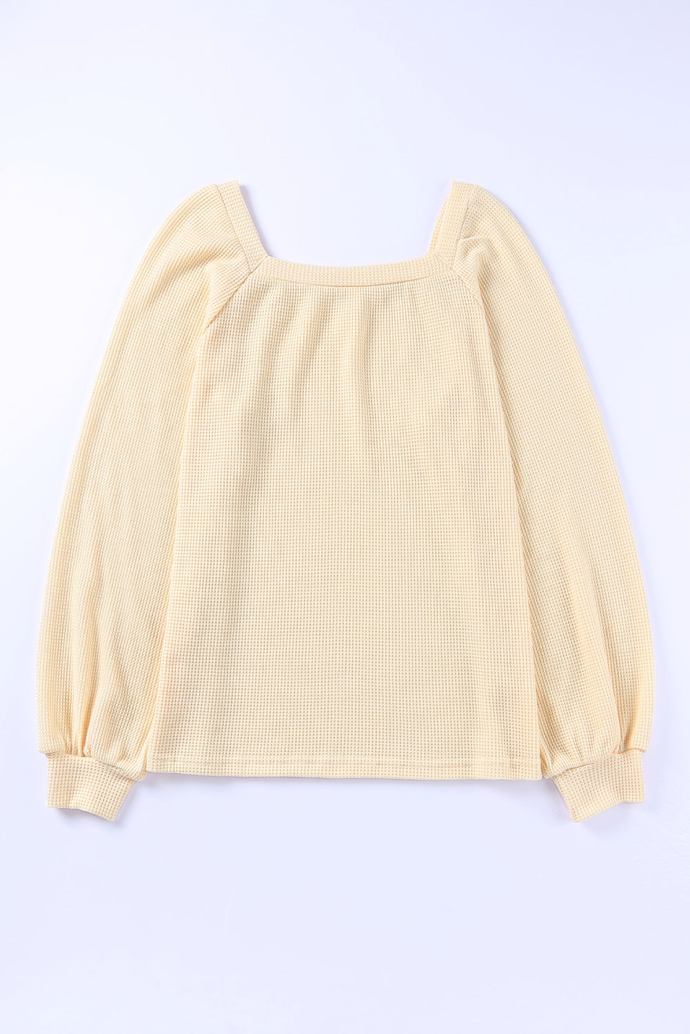 Waffle Texture Casual Square Neck Pullover Top