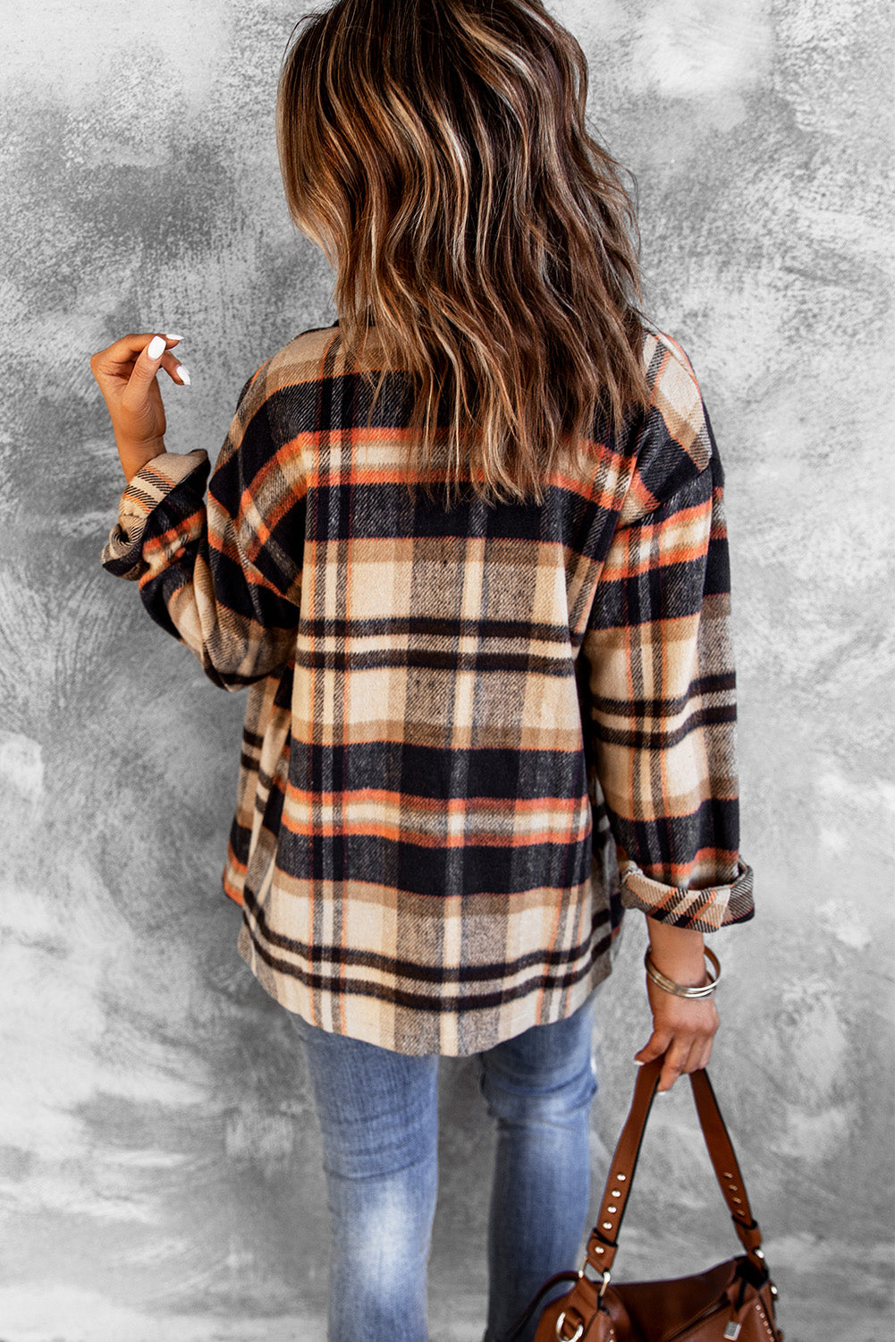 Plaid Button Up Long Sleeve Flannel Jacket