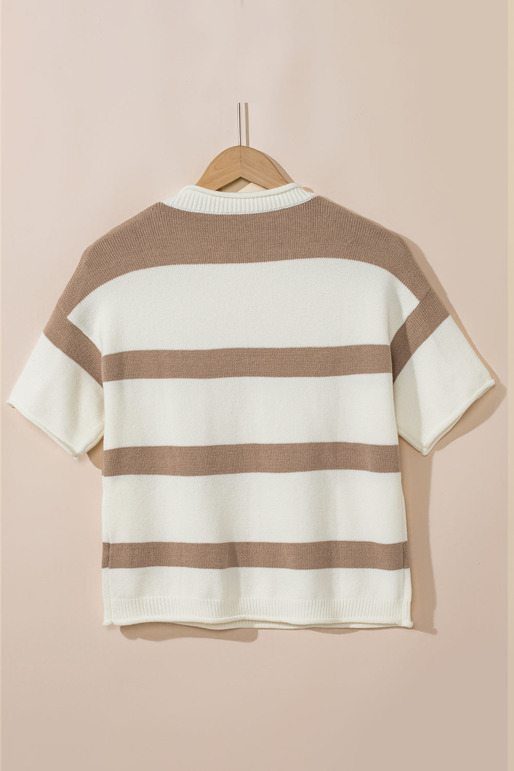 Khaki Striped Drop Shoulder Knitted Top