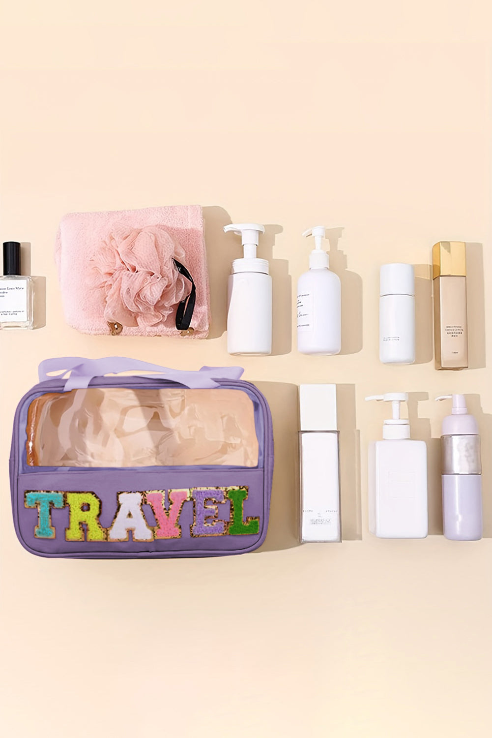 Parchment TRAVEL Letter Clear PVC Makeup Bag