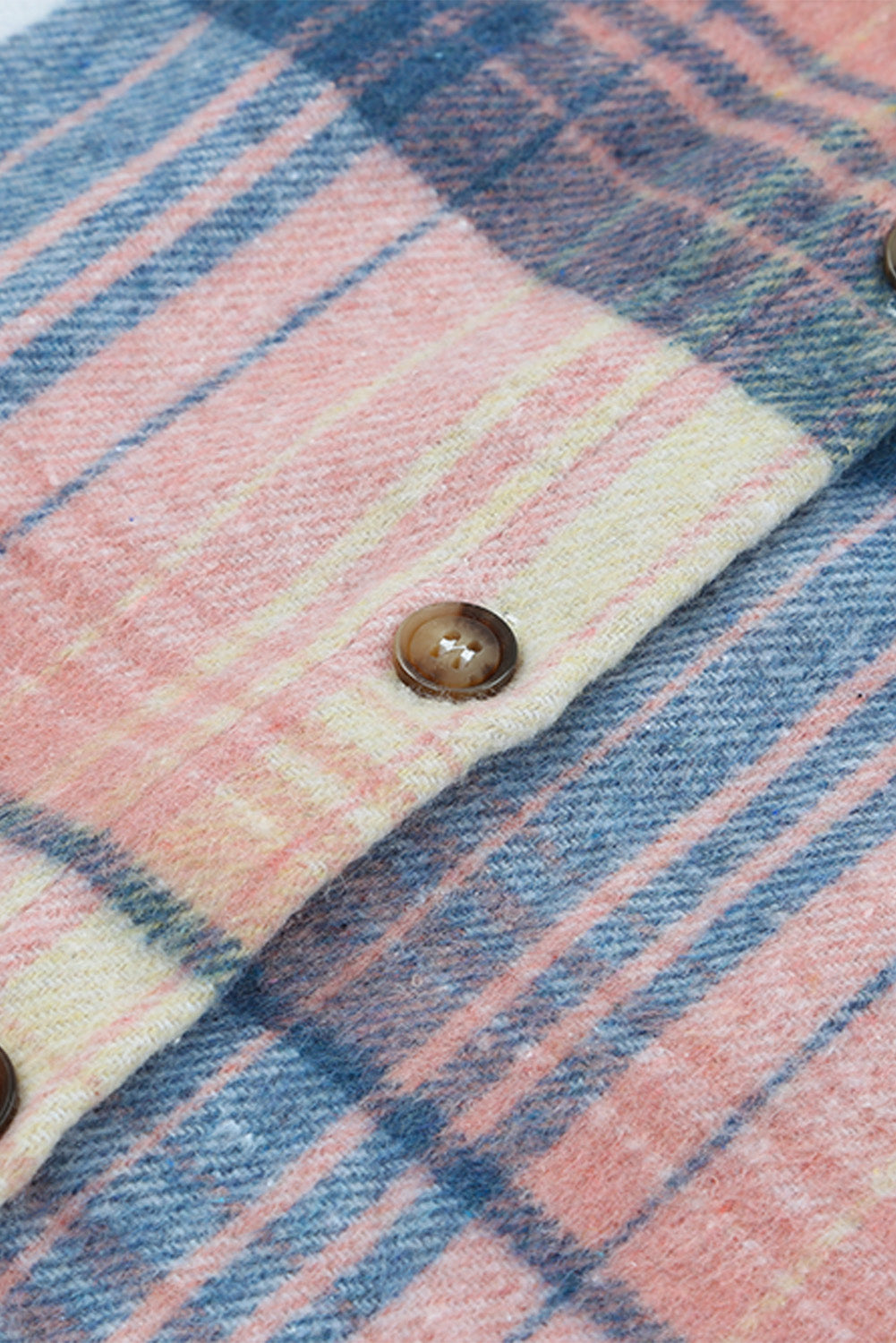 Pink & Grey Plaid Button Up Collared Flannel Shirt