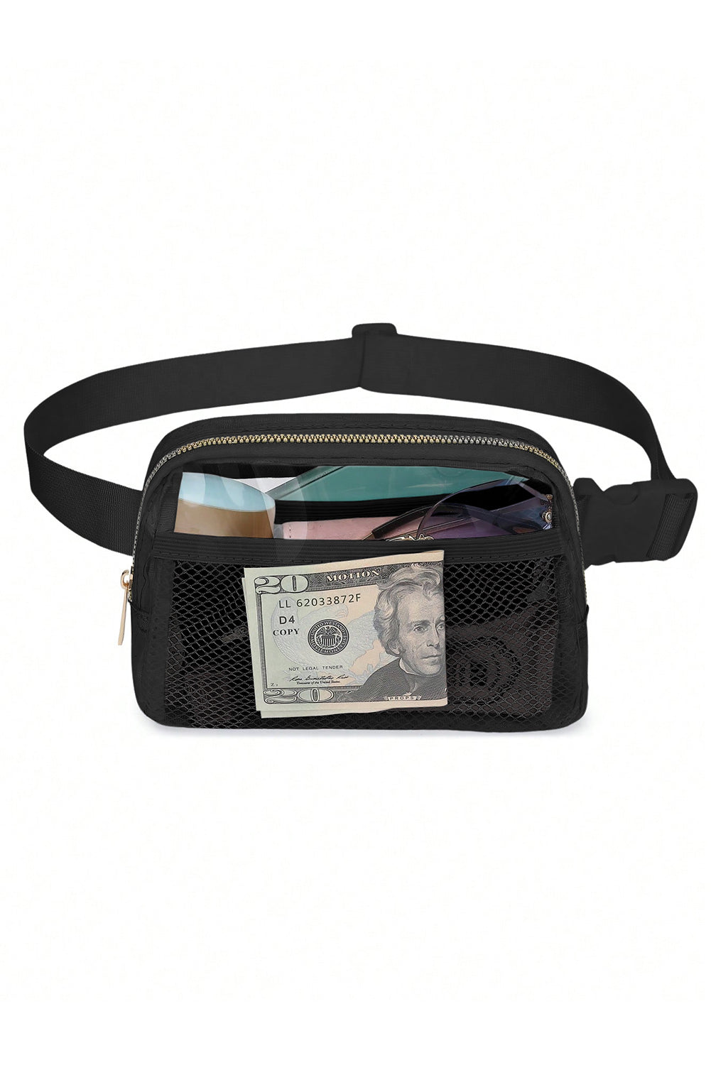 Bright White Adjustable Straps Zipper Clear Waist Bag