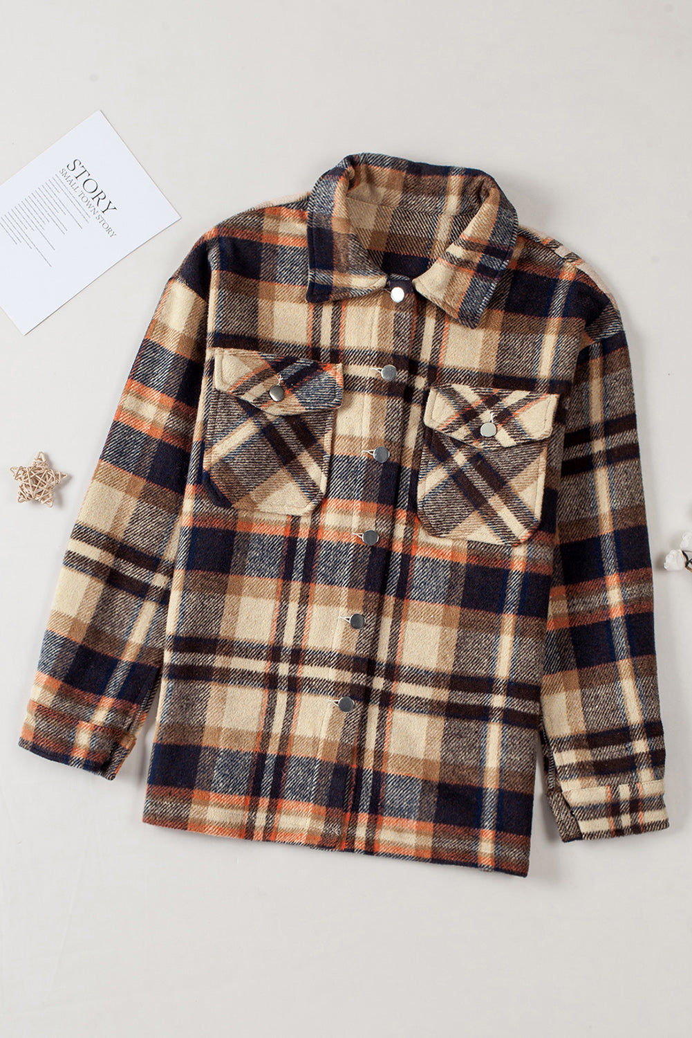 Plaid Button Up Long Sleeve Flannel Jacket