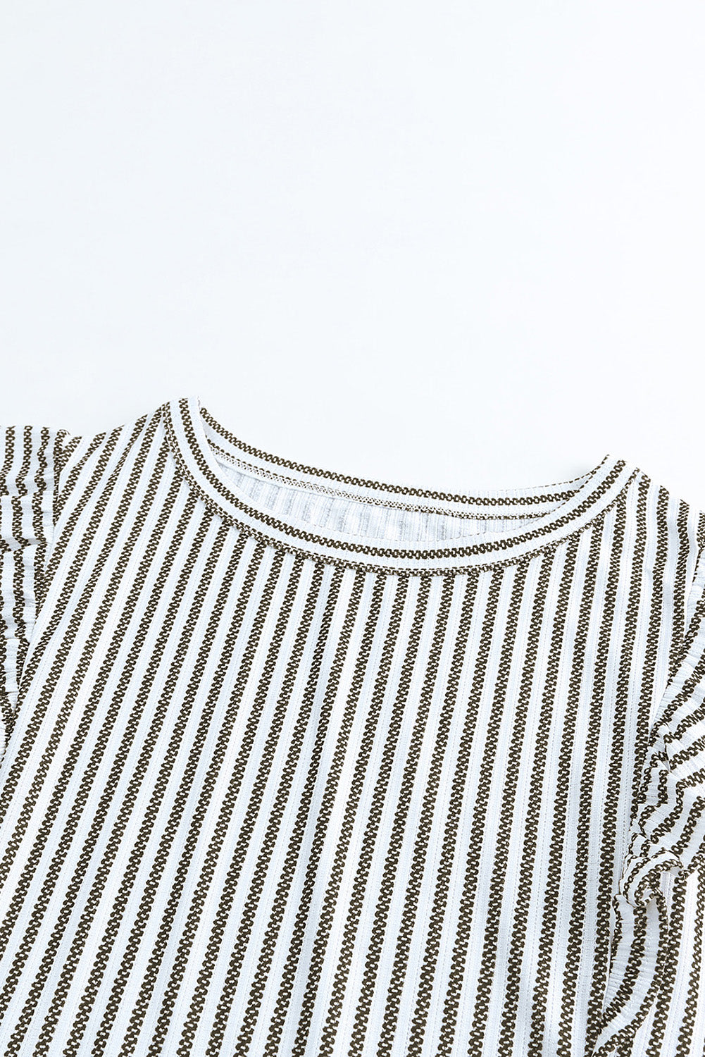 Grey Casual Striped Print Ruffle Summer Top